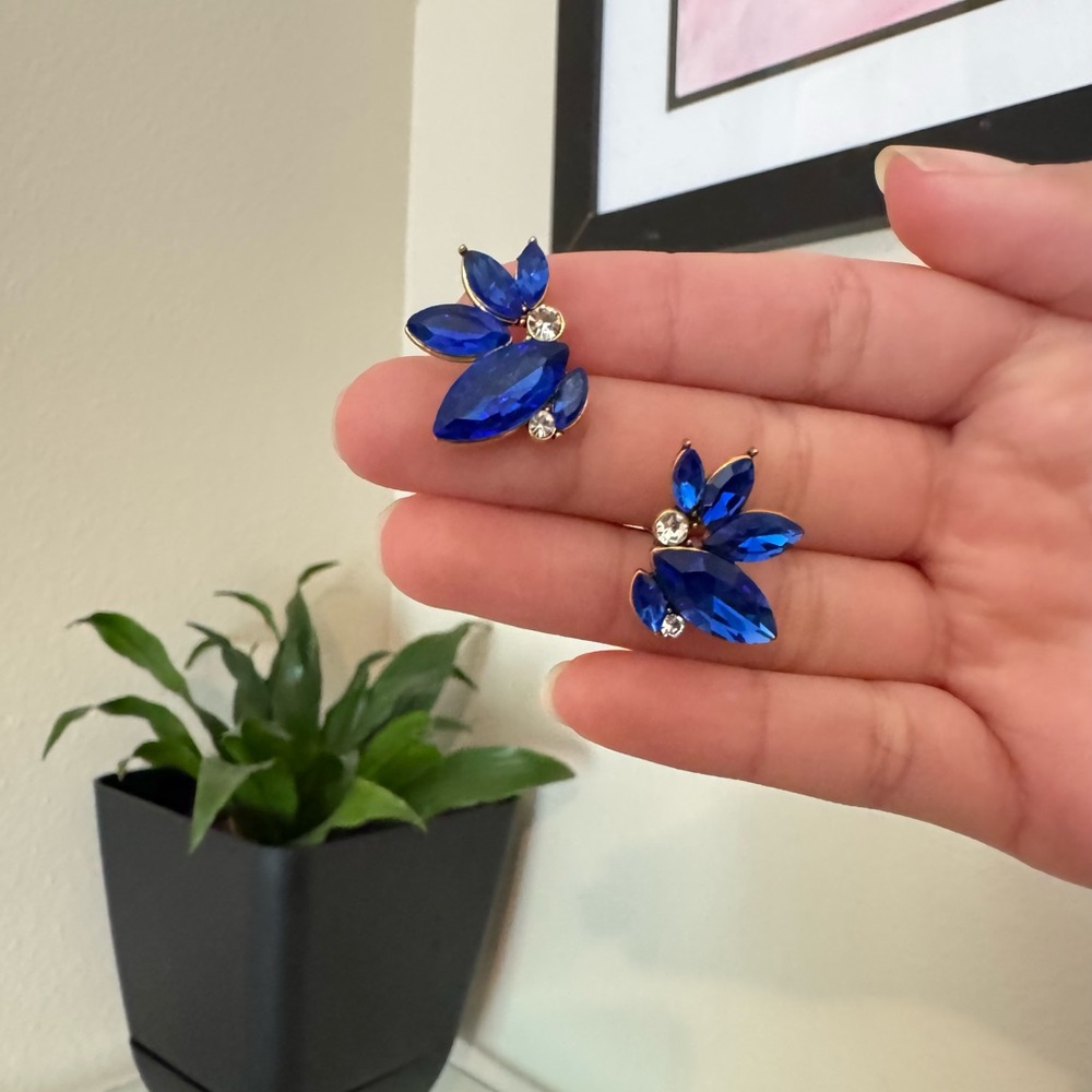 Elegant Royal Blue Crystal Earrings